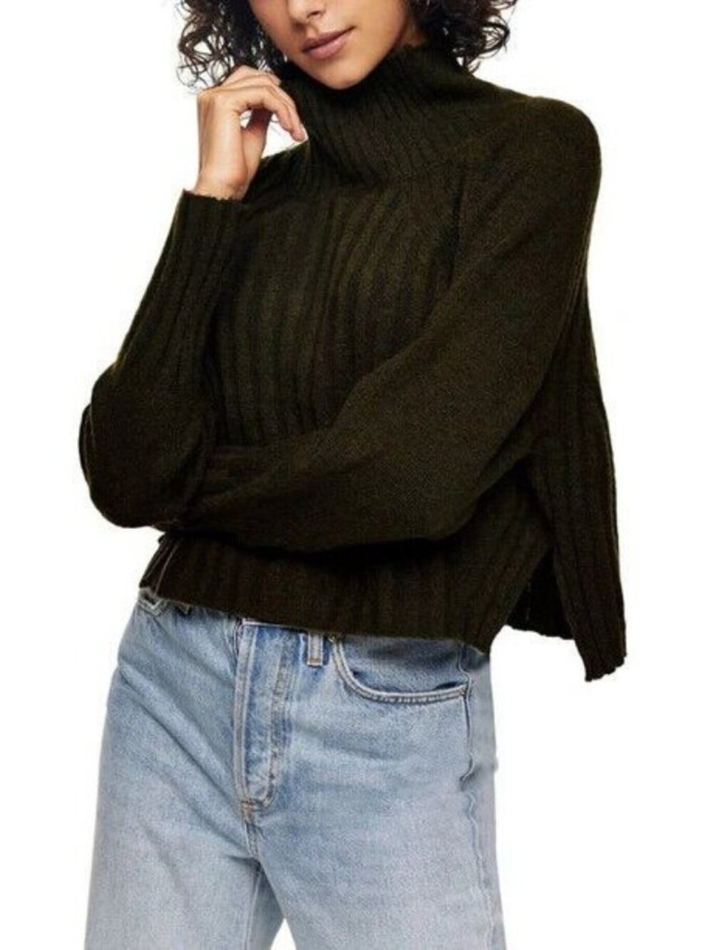 Topshop Ribbed Black Turtleneck Sweater